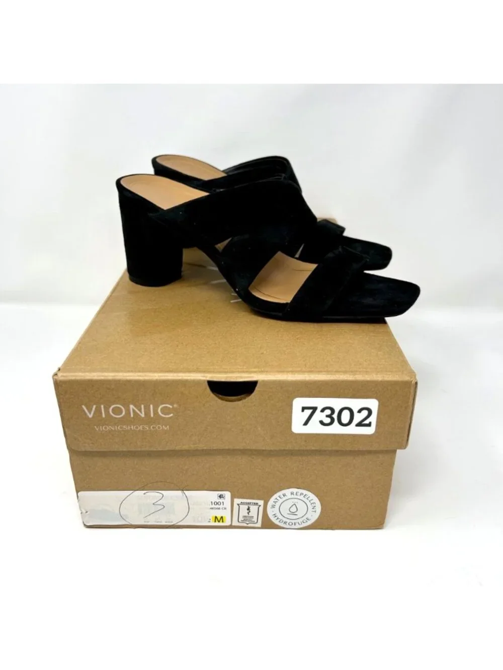Vionic Merlot Women's Black Suede Slide Sandals Size 7.5 W Arch Support Comfort